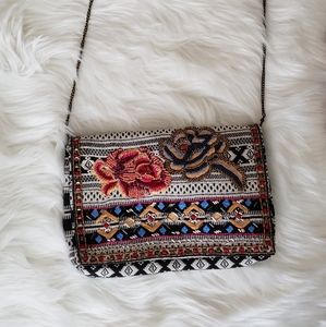 Floral Beaded bag with chain strap